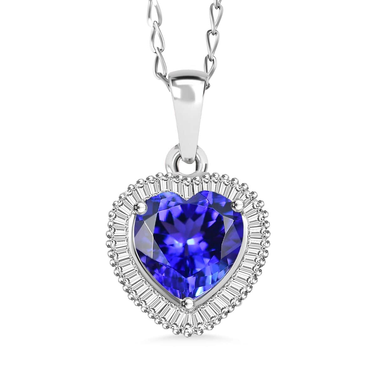 Rhapsody AAAA Tanzanite and E-F VS2 Diamond 2.30 ctw Heart Shape Ballerina Pendant Necklace in 950 Platinum 4.70 Grams 20 Inches image number 0