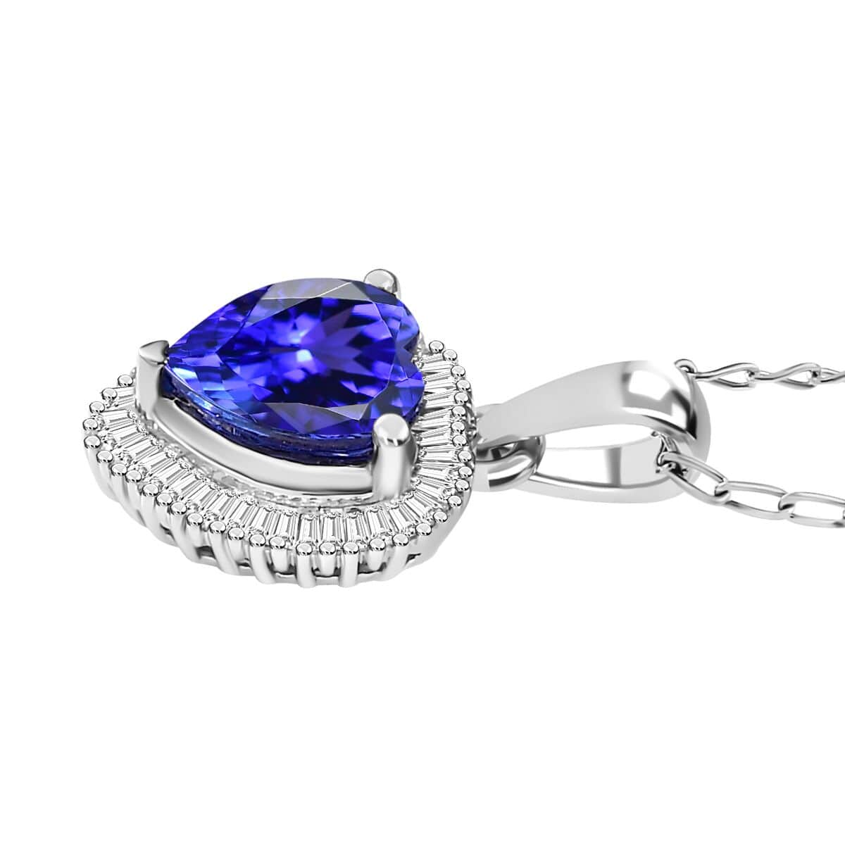 Rhapsody AAAA Tanzanite and E-F VS2 Diamond 2.30 ctw Heart Shape Ballerina Pendant Necklace in 950 Platinum 4.70 Grams 20 Inches image number 3