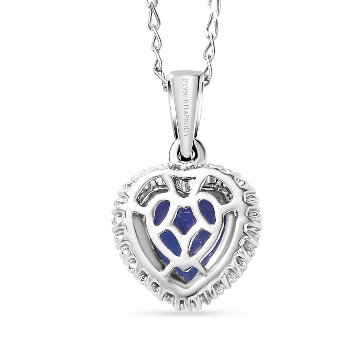 Rhapsody AAAA Tanzanite and E-F VS2 Diamond 2.30 ctw Heart Shape Ballerina Pendant Necklace in 950 Platinum 4.70 Grams 20 Inches image number 4