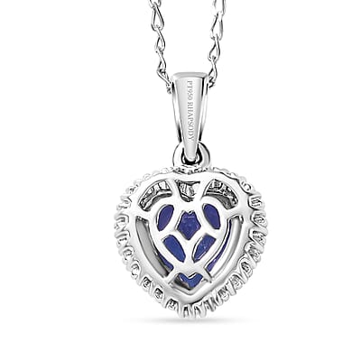 Rhapsody AAAA Tanzanite and E-F VS2 Diamond 2.30 ctw Heart Shape Ballerina Pendant Necklace in 950 Platinum 4.70 Grams 20 Inches
