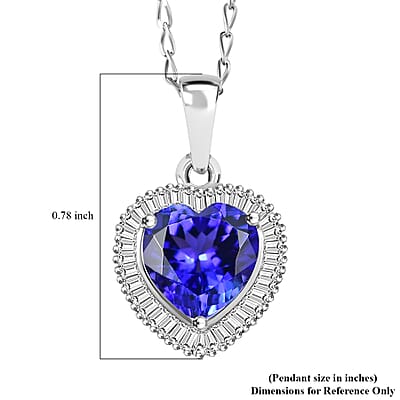Rhapsody AAAA Tanzanite and E-F VS2 Diamond 2.30 ctw Heart Shape Ballerina Pendant Necklace in 950 Platinum 4.70 Grams 20 Inches