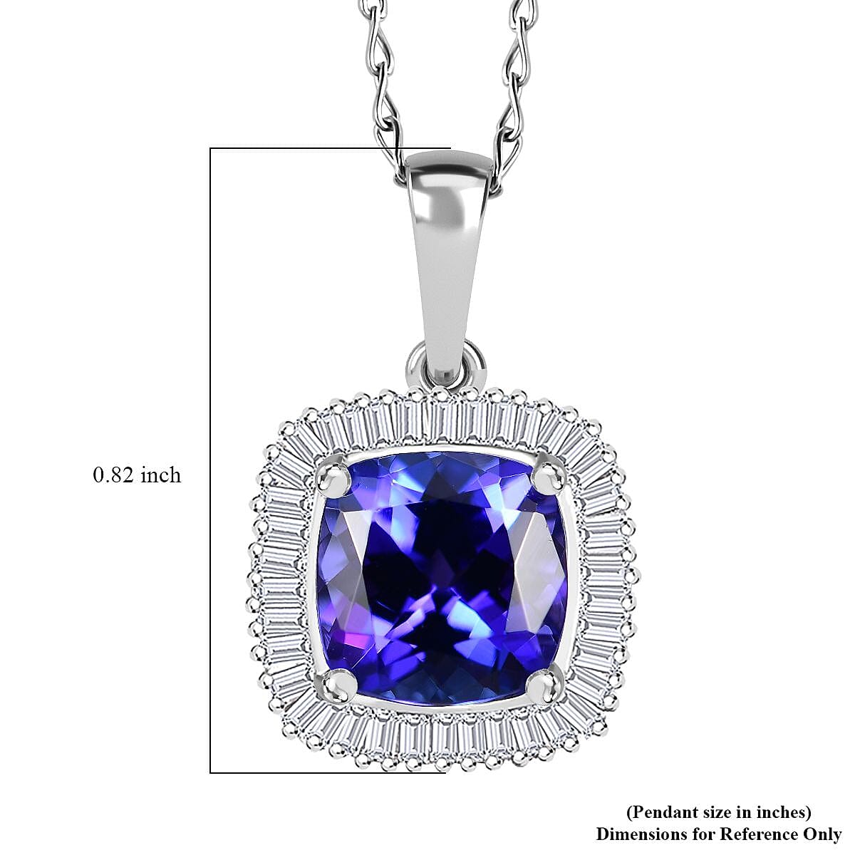 Rhapsody AAAA Tanzanite and E-F VS2 Diamond 3.05 ctw Cushion Shape Ballerina Pendant Necklace in 950 Platinum 5.25 Grams 20 Inches image number 6