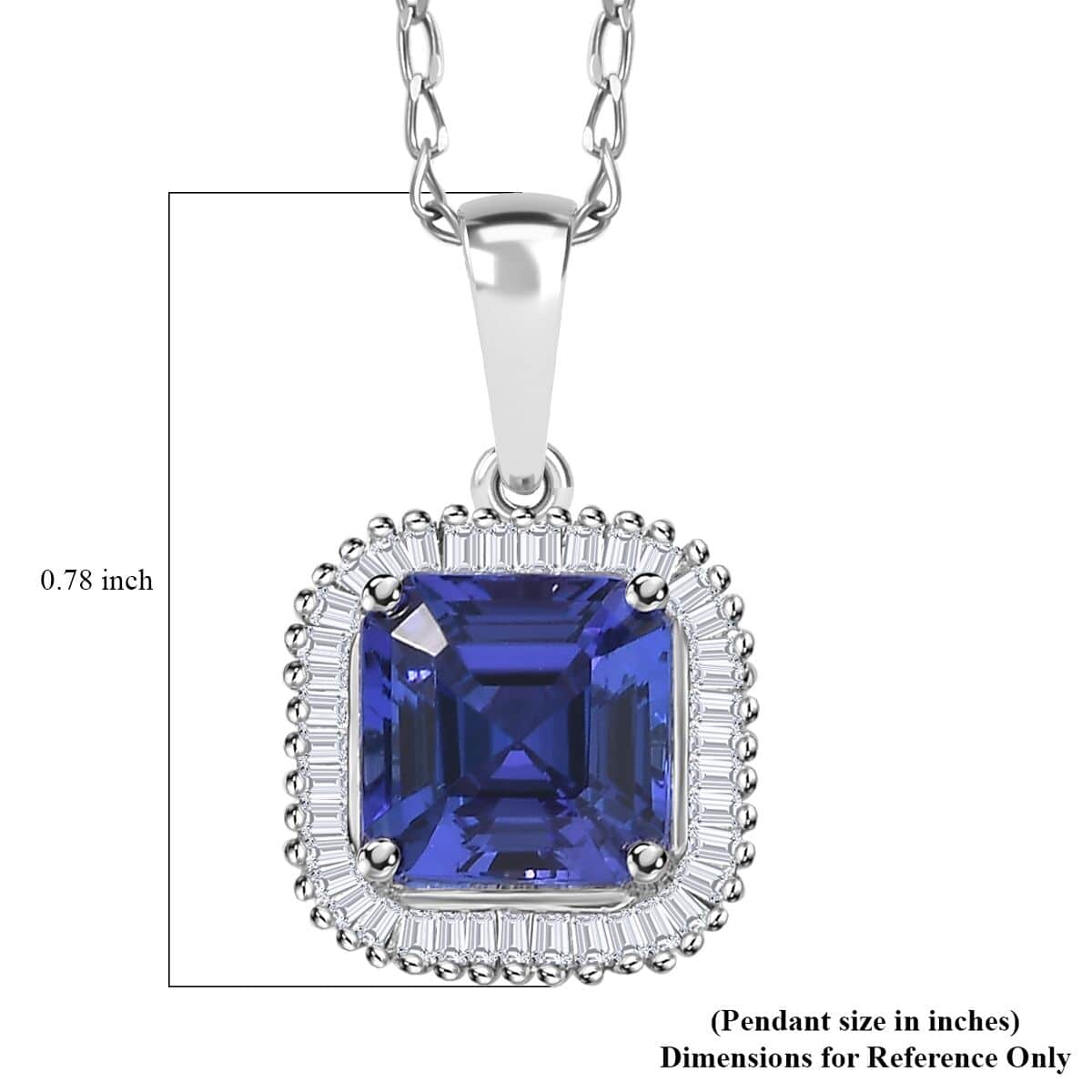 Rhapsody AAAA Tanzanite and E-F VS2 Diamond 3.65 ctw Octagon Shape Ballerina Pendant Necklace in 950 Platinum 5.25 Grams 20 Inches image number 6