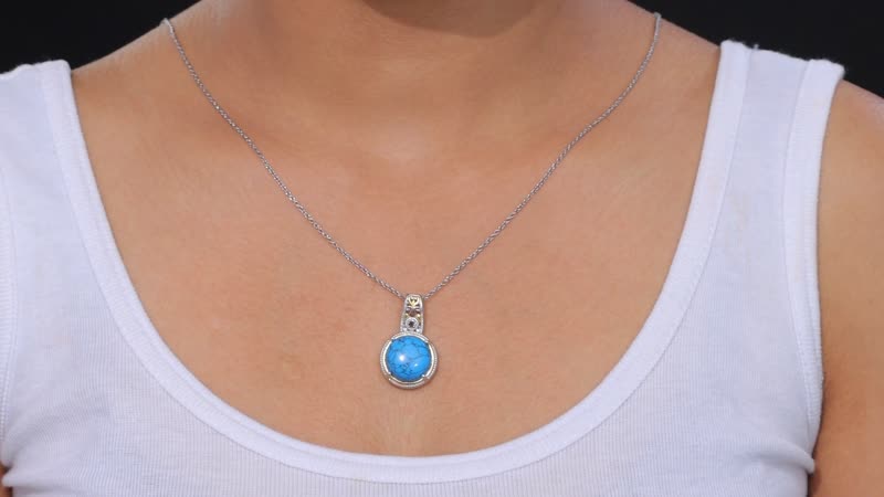Set of 2 - Blue Howlite, Brazilian Smoky Quartz Ring (Size 6.0), Pendant in 18K YG Plated and Platinum Over Copper with Stainless Steel Necklace (20 Inches) 23.25 ctw