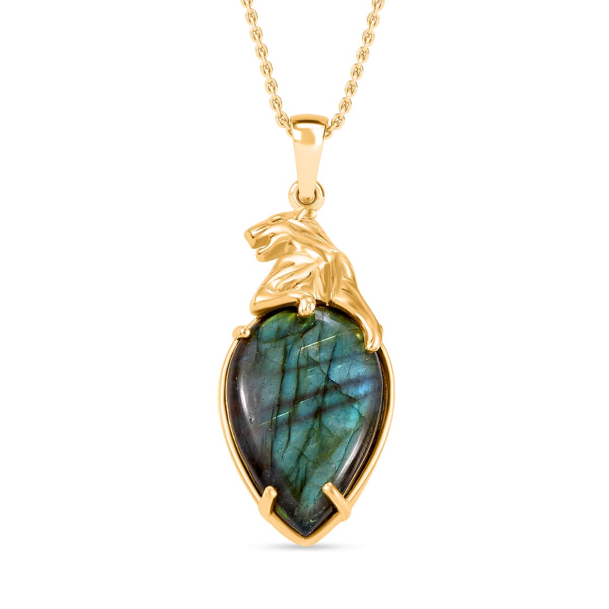 Karis Malagasy Labradorite 38.00 ctw Pendant in 18K YG Plated and Platinum Bond with Stainless Steel Necklace 20 Inches image number 0