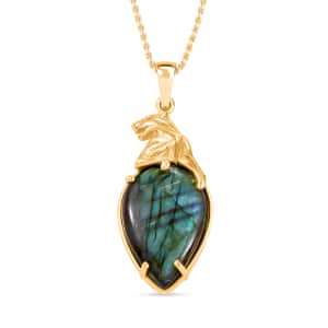 Karis Malagasy Labradorite 38.00 ctw Pendant in 18K YG Plated and Platinum Bond with Stainless Steel Necklace 20 Inches