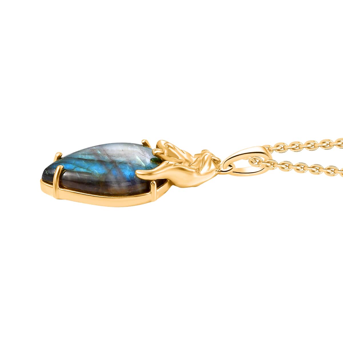 Karis Malagasy Labradorite 38.00 ctw Pendant in 18K YG Plated and Platinum Bond with Stainless Steel Necklace 20 Inches image number 4