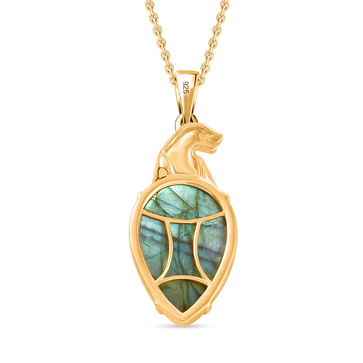 Karis Malagasy Labradorite 38.00 ctw Pendant in 18K YG Plated and Platinum Bond with Stainless Steel Necklace 20 Inches image number 5