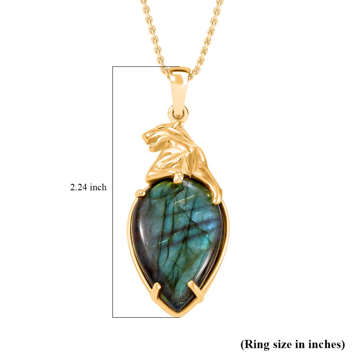 Karis Malagasy Labradorite 38.00 ctw Pendant in 18K YG Plated and Platinum Bond with Stainless Steel Necklace 20 Inches image number 6