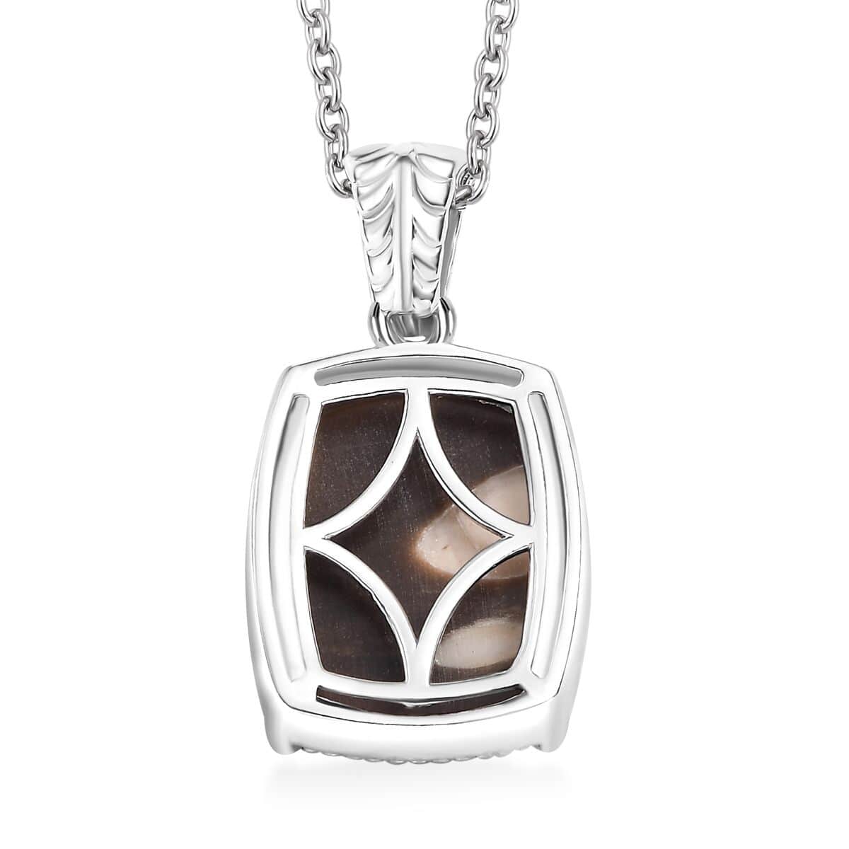 Karis Peanut Wood Jasper 6.15 ctw Solitaire Pendant in Platinum Bond with Stainless Steel Necklace 20 Inches image number 4