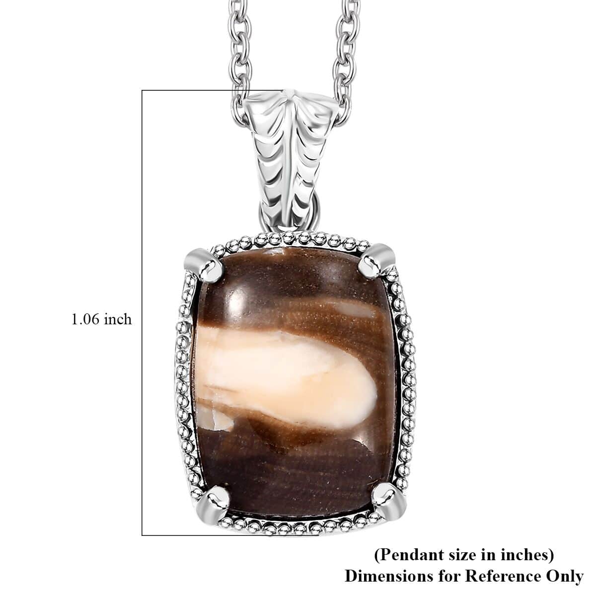 Karis Peanut Wood Jasper 6.15 ctw Solitaire Pendant in Platinum Bond with Stainless Steel Necklace 20 Inches image number 6