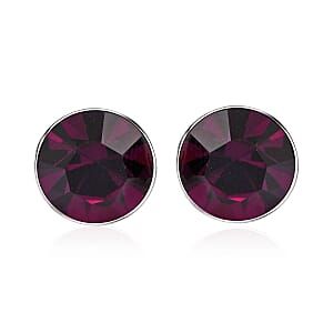 Set of 3 Purple, Blue and Green Crystal Earrings in Sterling Silver