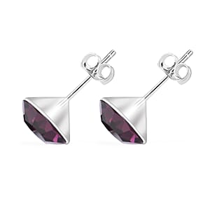 Set of 3 Purple, Blue and Green Crystal Earrings in Sterling Silver