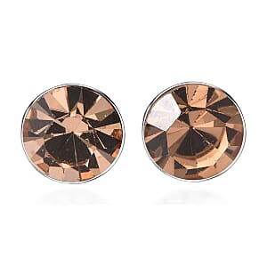 Set of 3 Pink, Blue and Champagne Austrian Crystal Earrings in Sterling Silver