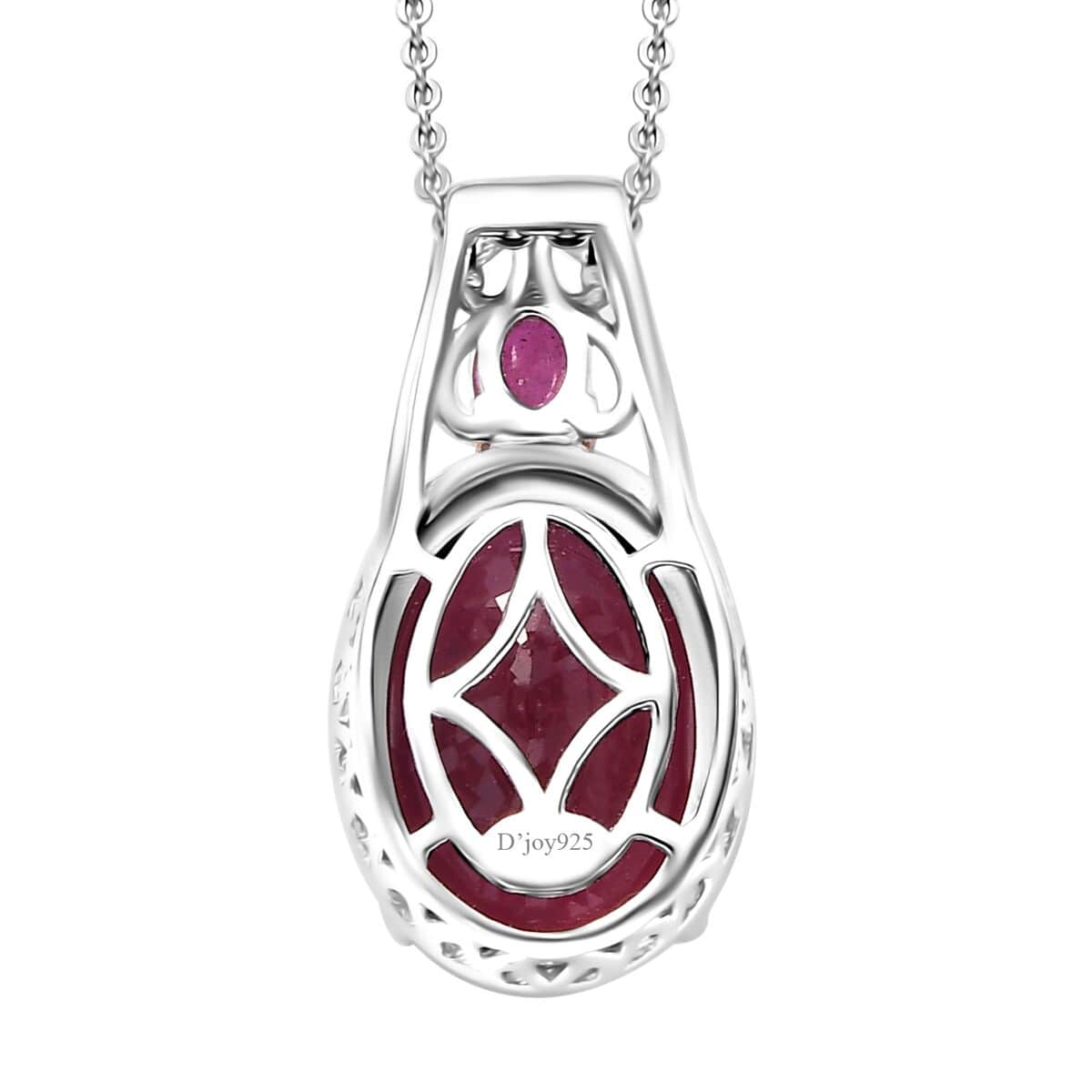 Niassa Ruby (FF) 9.40 ctw Pendant Necklace in 18K Vermeil YG and Rhodium Over Sterling Silver 20 Inches image number 4