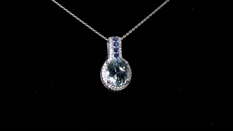 Premium Mangoro Aquamarine and Multi Gemstone 3.70 ctw Ocean Whisper Pendant Necklace in Rhodium Over Sterling Silver 20 Inches