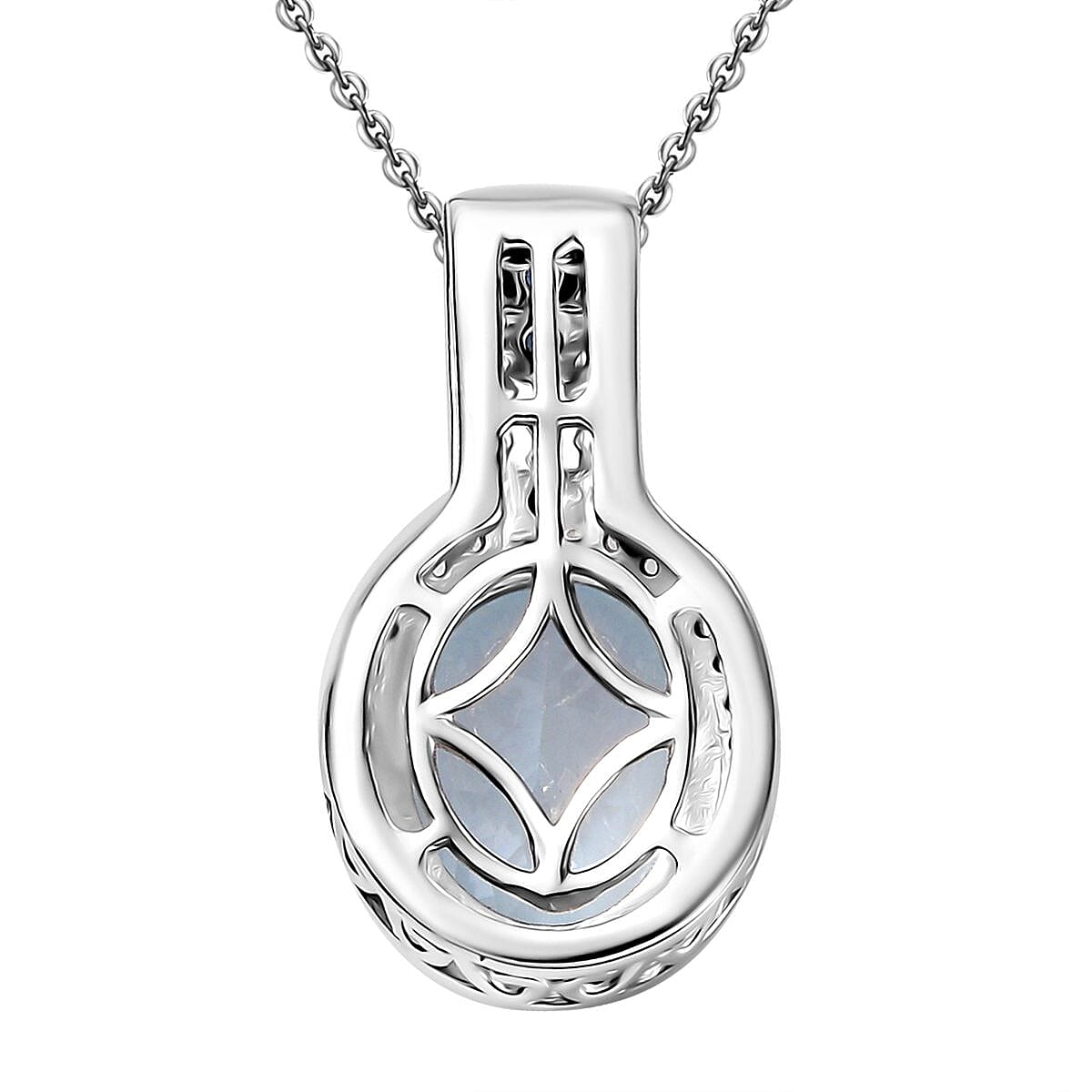 Premium Mangoro Aquamarine and Multi Gemstone 3.70 ctw Ocean Whisper Pendant Necklace in Rhodium Over Sterling Silver 20 Inches