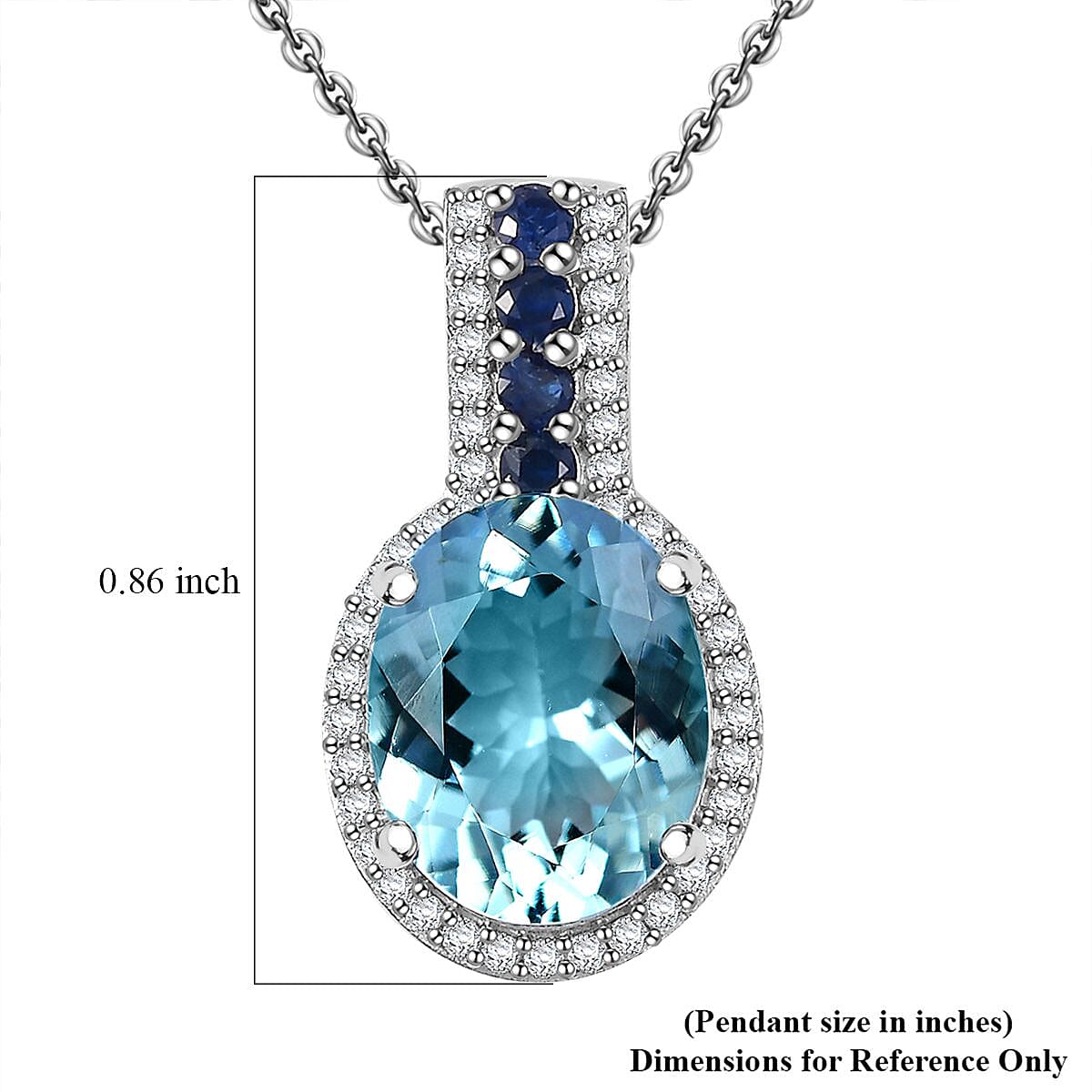 Premium Mangoro Aquamarine and Multi Gemstone 3.70 ctw Ocean Whisper Pendant Necklace in Rhodium Over Sterling Silver 20 Inches