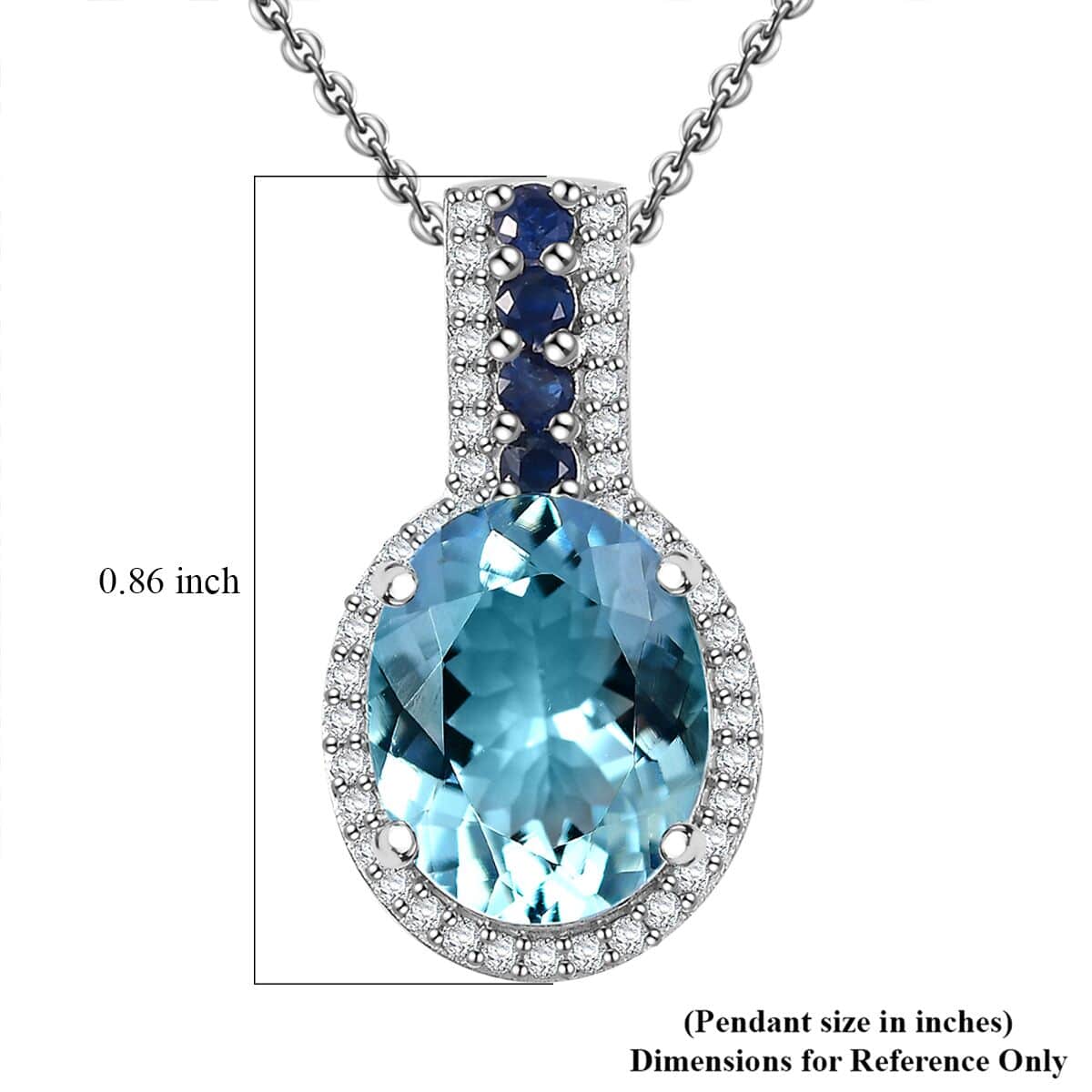 Doorbuster Premium Mangoro Aquamarine and Multi Gemstone 3.70 ctw Ocean Whisper Pendant Necklace in Rhodium Over Sterling Silver 20 Inches image number 6