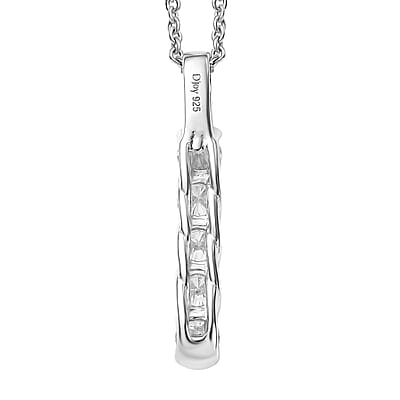 Moissanite 2.25 ctw 5 Stone Ring (Size 6.0) and Pendant in Rhodium Over Sterling Silver with Stainless Steel Necklace 20 Inches