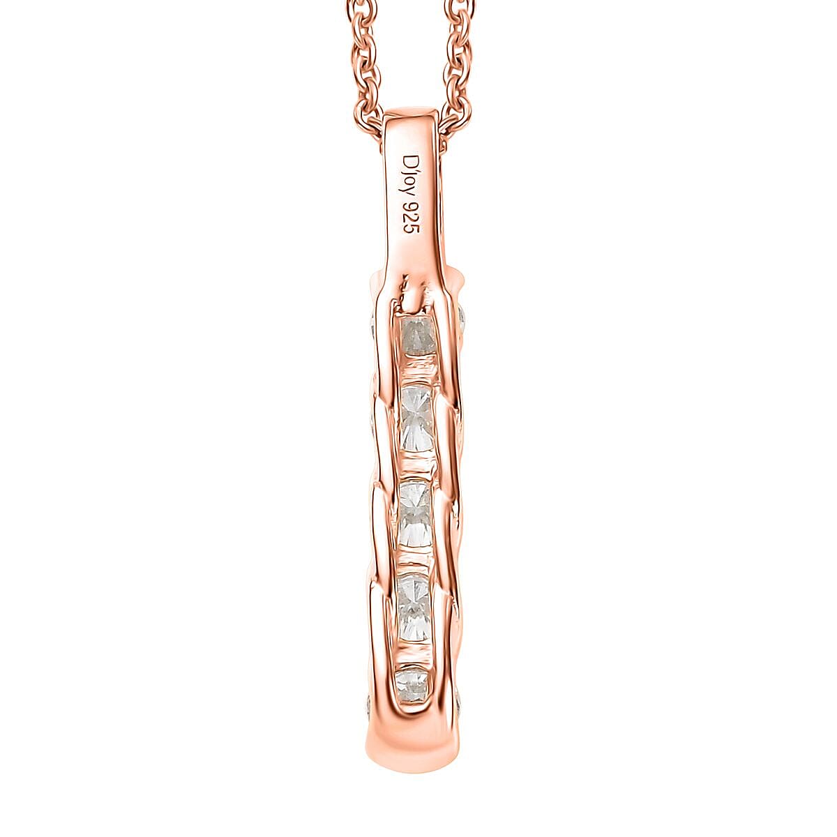Moissanite 2.25 ctw 5 Stone Ring Size 9 and Pendant in 18K Vermeil Rose Gold Over Sterling Silver with ION Plated RG Stainless Steel Necklace 20 Inches image number 8