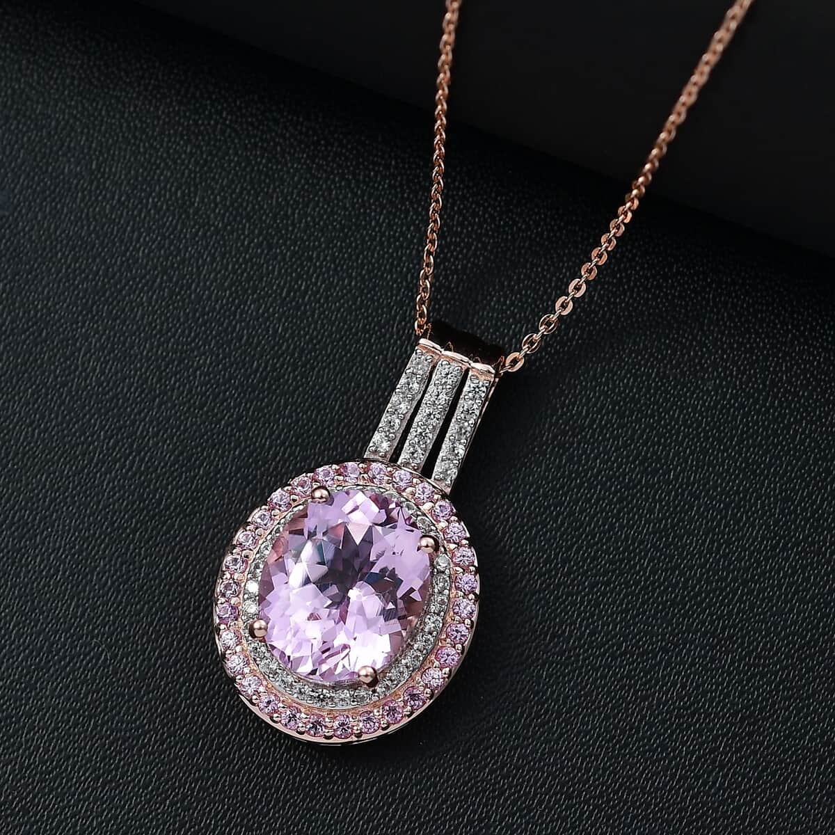 Doorbuster Premium Martha Rocha Kunzite and Multi Gemstone 8.50 ctw Blush Royale Pendant Necklace in 18K Vermeil Rose Gold Over Sterling Silver 20 Inches image number 1