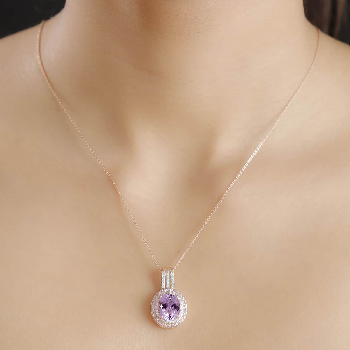 Doorbuster Premium Martha Rocha Kunzite and Multi Gemstone 8.50 ctw Blush Royale Pendant Necklace in 18K Vermeil Rose Gold Over Sterling Silver 20 Inches image number 2