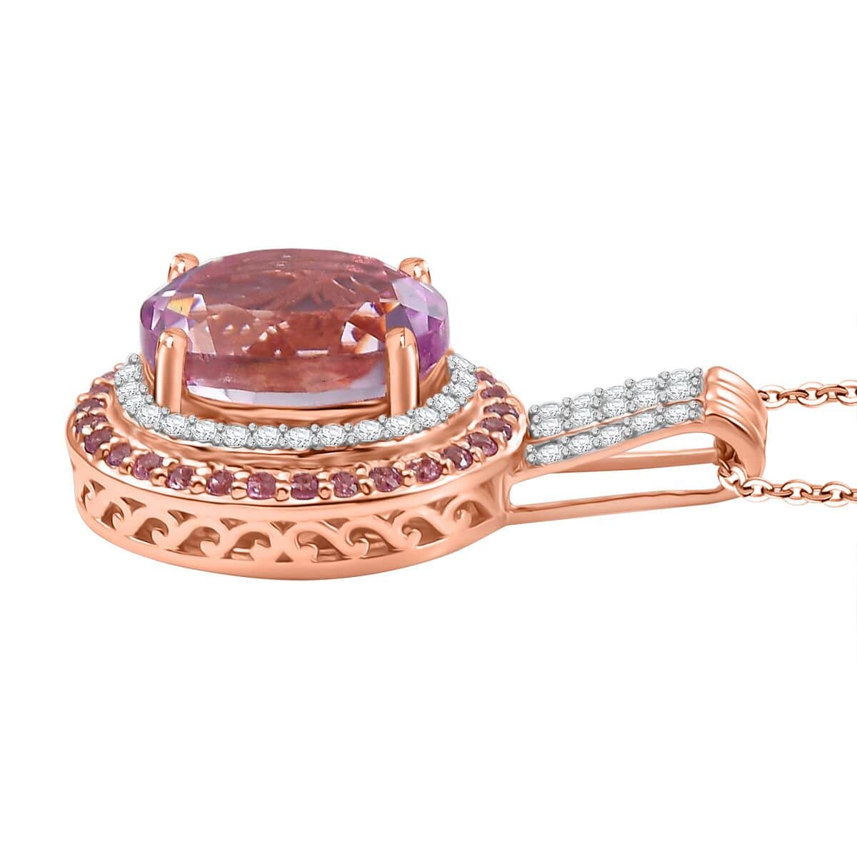 Doorbuster Premium Martha Rocha Kunzite and Multi Gemstone 8.50 ctw Blush Royale Pendant Necklace in 18K Vermeil Rose Gold Over Sterling Silver 20 Inches image number 3