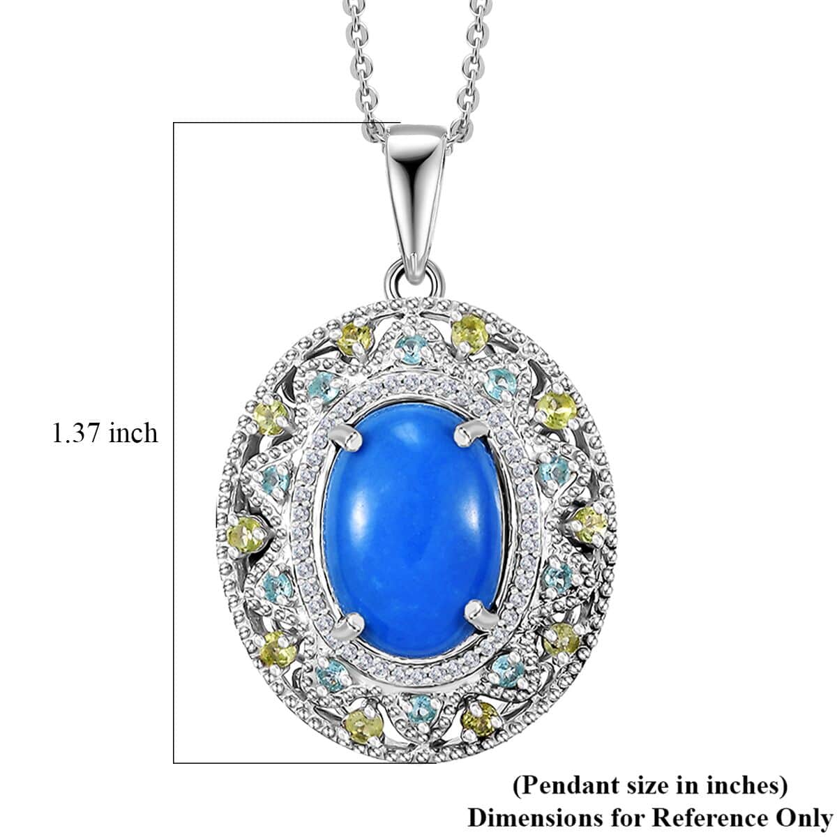 Ceruleite and Multi Gemstone 6.25 ctw Celestial Garden Pendant Necklace in Rhodium Over Sterling Silver 20 Inches image number 6