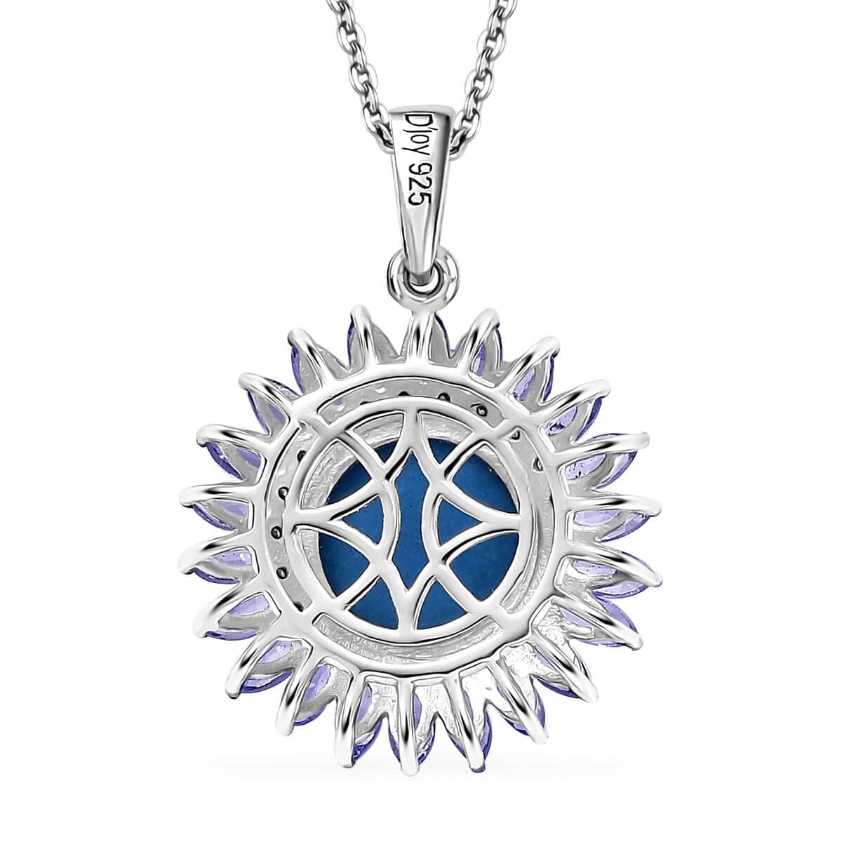 Ceruleite and Multi Gemstone 5.90 ctw Sunflower Pendant Necklace in Rhodium Over Sterling Silver 20 Inches image number 4