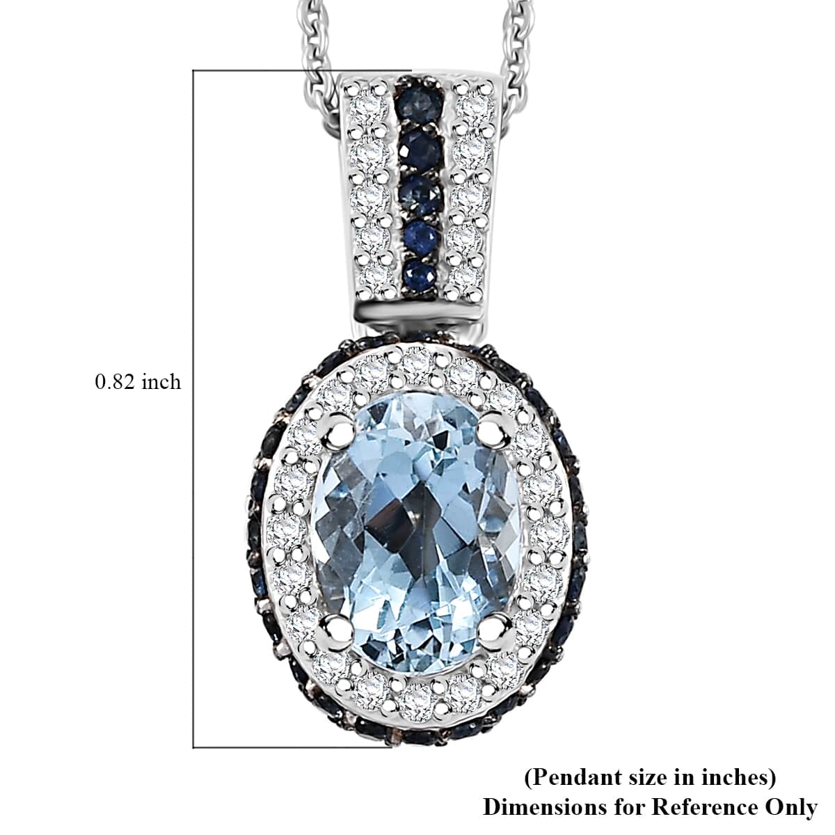 Santa Maria Aquamarine and Multi Gemstone 2.00 ctw Ocean Whisper Pendant Necklace in Rhodium Over Sterling Silver 20 Inches image number 5