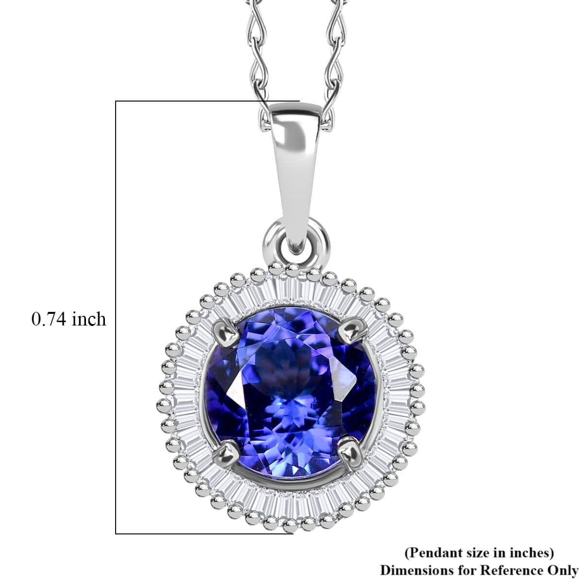 Rhapsody AAAA Tanzanite and E-F VS2 Diamond 2.75 ctw Round Shape Ballerina Pendant Necklace in 950 Platinum 20 Inches 4.85 Grams image number 5