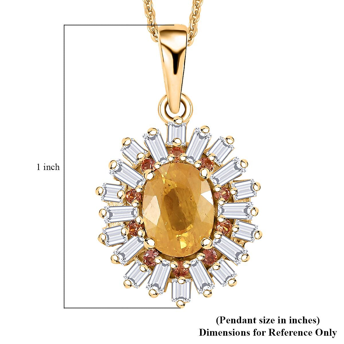 Madagascar Yellow Sapphire and Multi Gemstone 2.50 ctw Sunburst Flower Pendant Necklace in 18K Vermeil Yellow Gold Over Sterling Silver 20 Inches