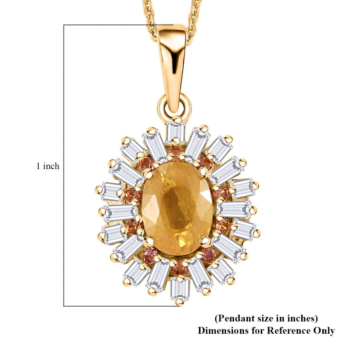 Madagascar Yellow Sapphire and Multi Gemstone 2.50 ctw Sunburst Flower Pendant Necklace in 18K Vermeil Yellow Gold Over Sterling Silver 20 Inches image number 5