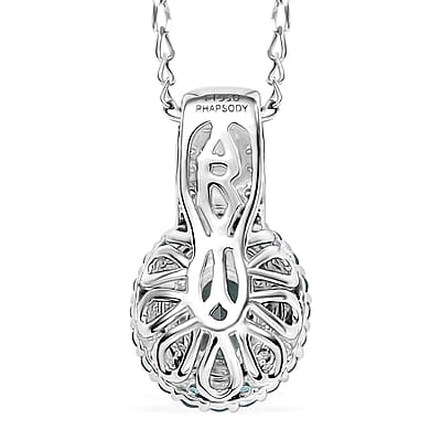 Rhapsody AAAA Paraiba Tourmaline and E-F VS Diamond 1.07 ctw Double Halo Pendant Necklace in 950 Platinum 4.01 Grams 18 Inches