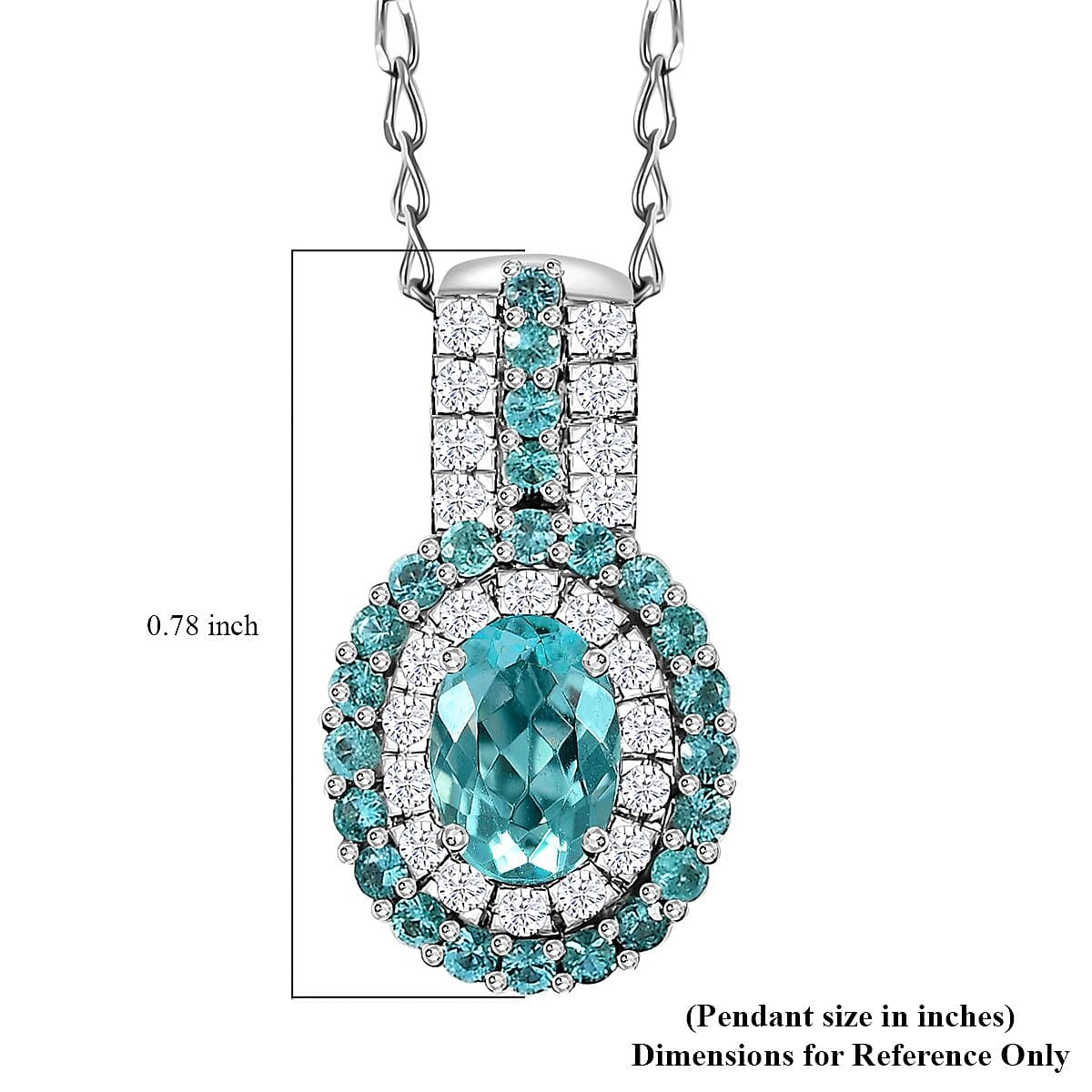Rhapsody AAAA Paraiba Tourmaline and E-F VS Diamond 1.07 ctw Double Halo Pendant Necklace in 950 Platinum 4.01 Grams 18 Inches