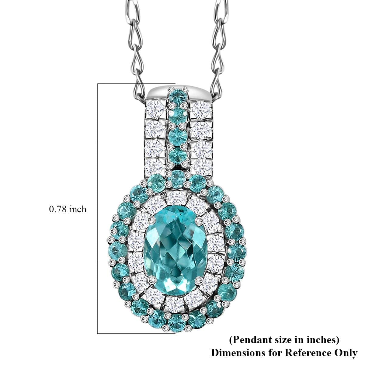 Rhapsody AAAA Paraiba Tourmaline and E-F VS Diamond 1.07 ctw Double Halo Pendant Necklace in 950 Platinum 4.01 Grams 18 Inches image number 6