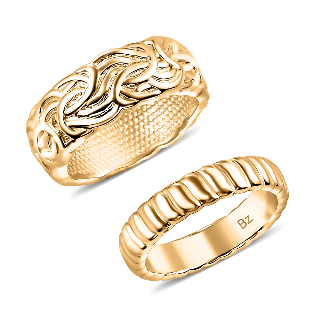 Set of 2 Band Ring in 18K Gold Over Bronze (Size 5.0) image number 0
