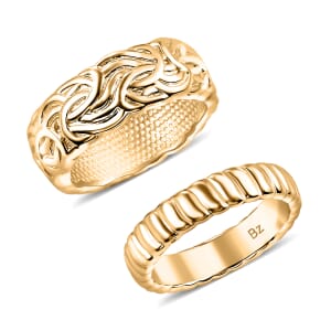 Set of 2 Band Ring in 18K Gold Over Bronze (Size 5.0)