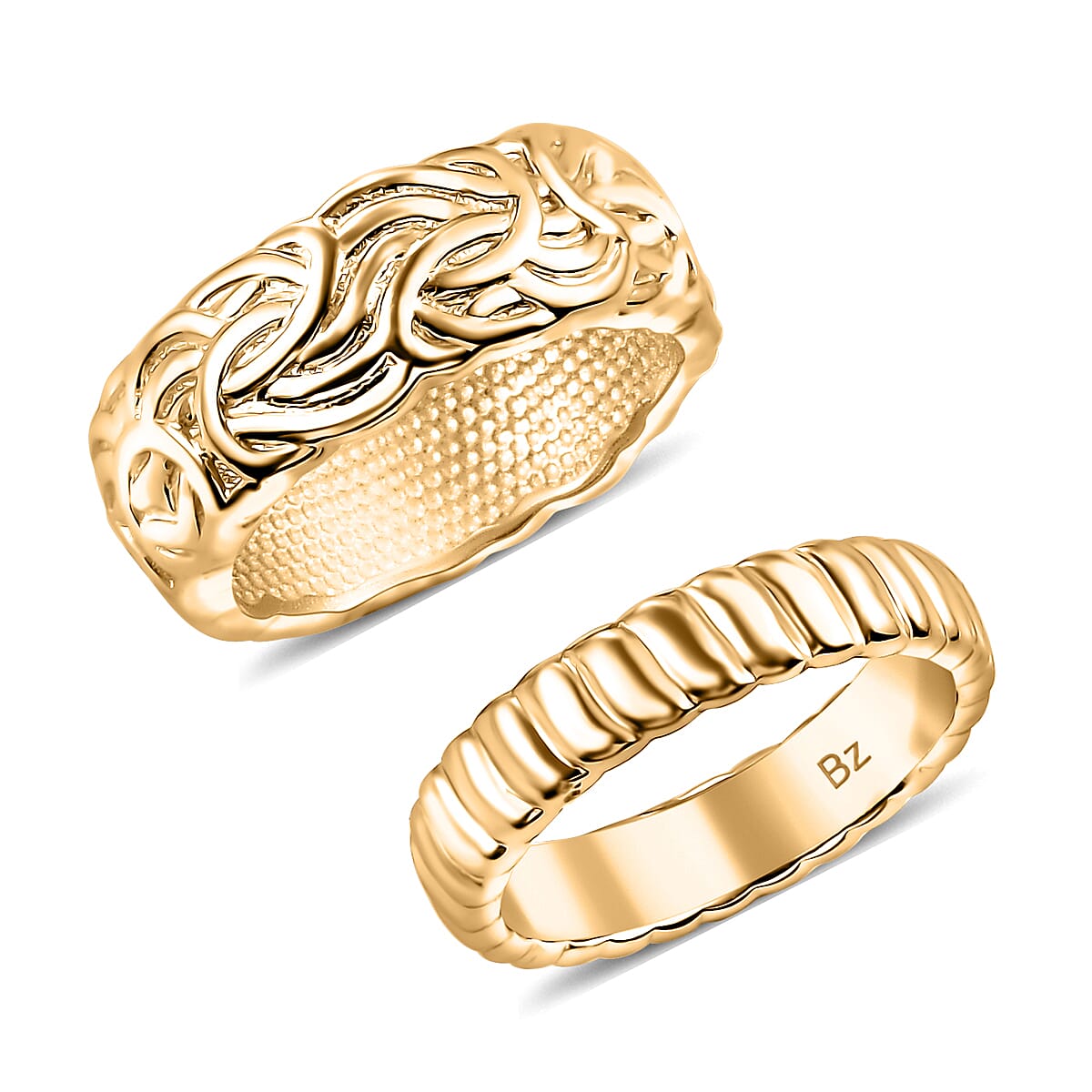 EverTrue Bronzella Collection Love Weave Series Set of 2 Band Ring in 18K YG Plated Bronze (Size 6.0) image number 0