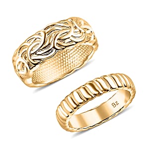 EverTrue Bronzella Collection Love Weave Series Set of 2 Band Ring in 18K YG Plated Bronze (Size 6.0)