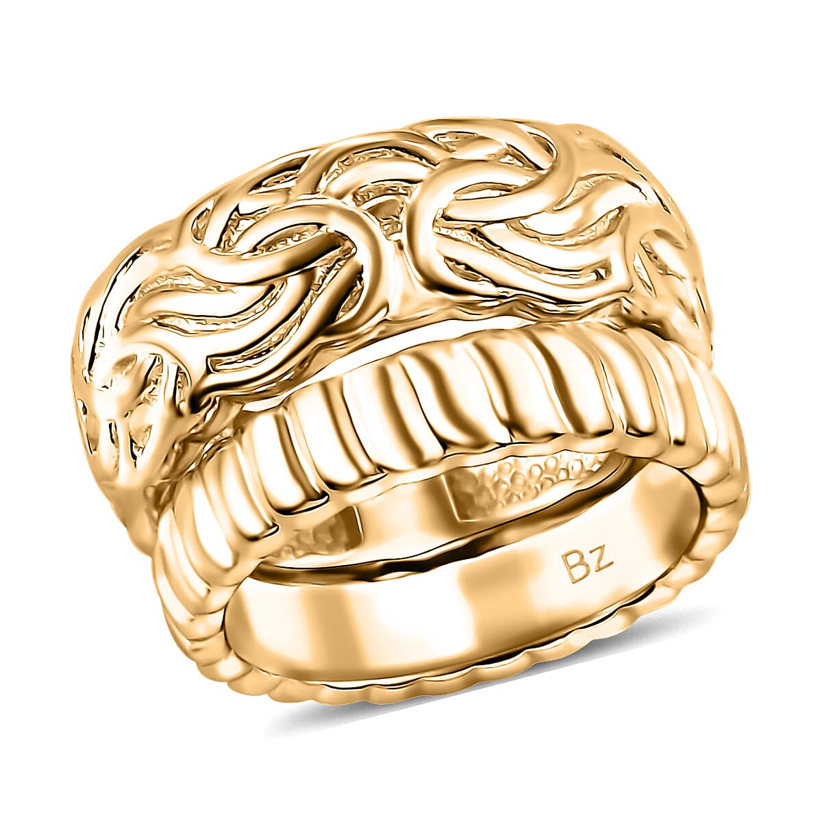 EverTrue Bronzella Collection Love Weave Series Set of 2 Band Ring in 18K YG Plated Bronze (Size 10.0) image number 3