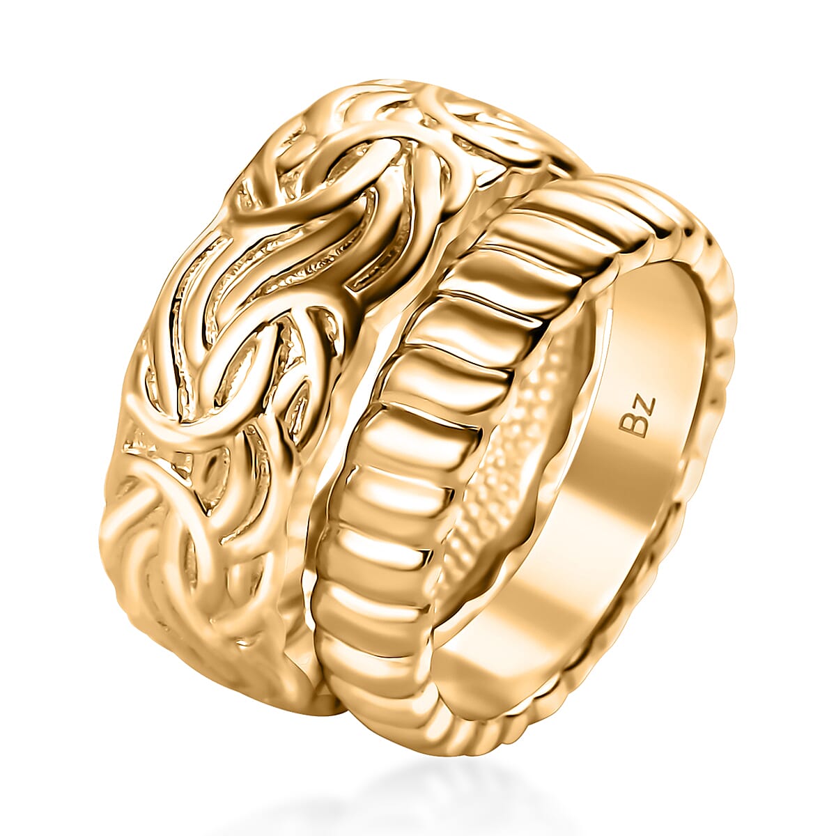 EverTrue Bronzella Collection Love Weave Series Set of 2 Band Ring in 18K YG Plated Bronze (Size 10.0) image number 4