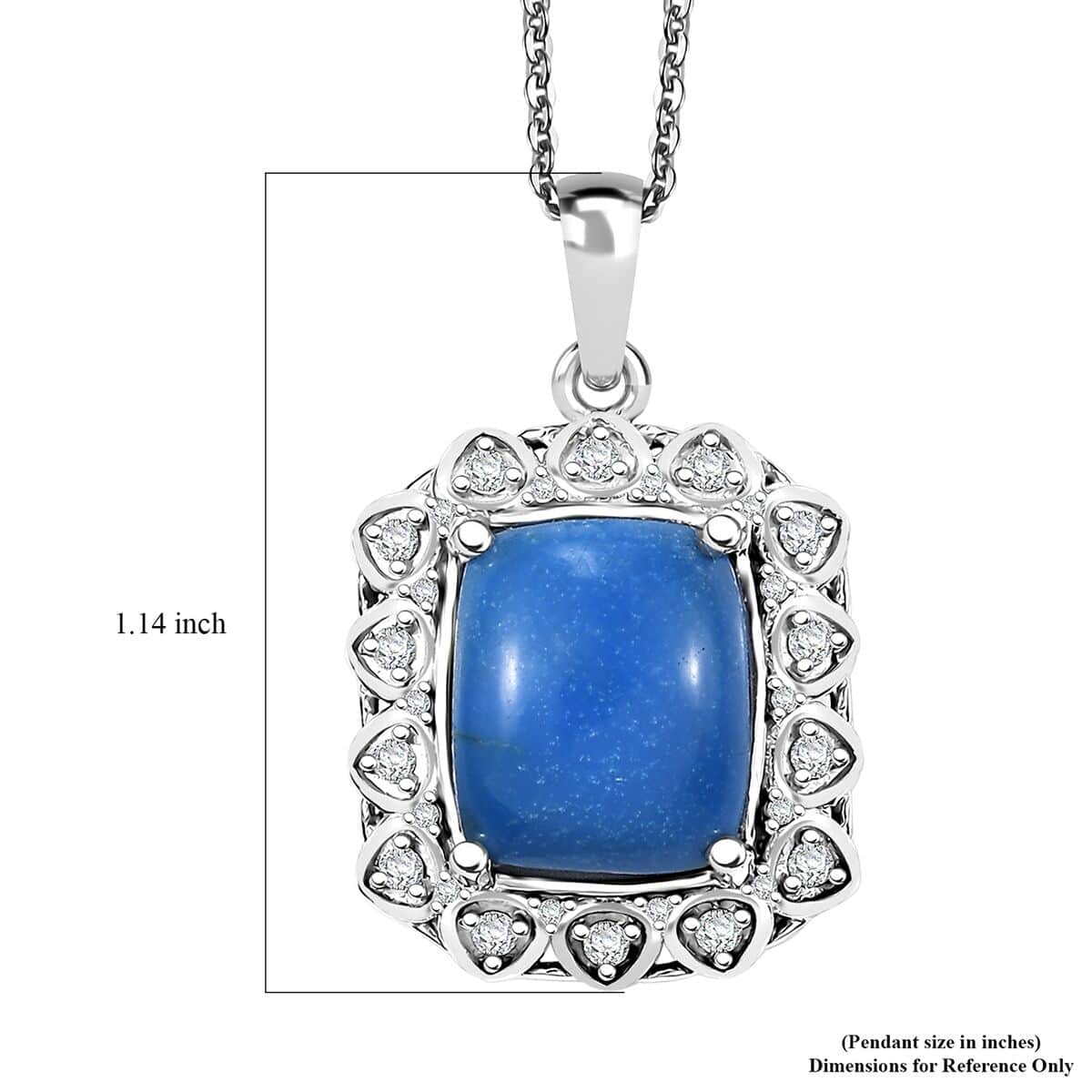 Ceruleite and Moissanite 5.00 ctw Floral Pendant Necklace in Rhodium Over Sterling Silver 20 Inches image number 5