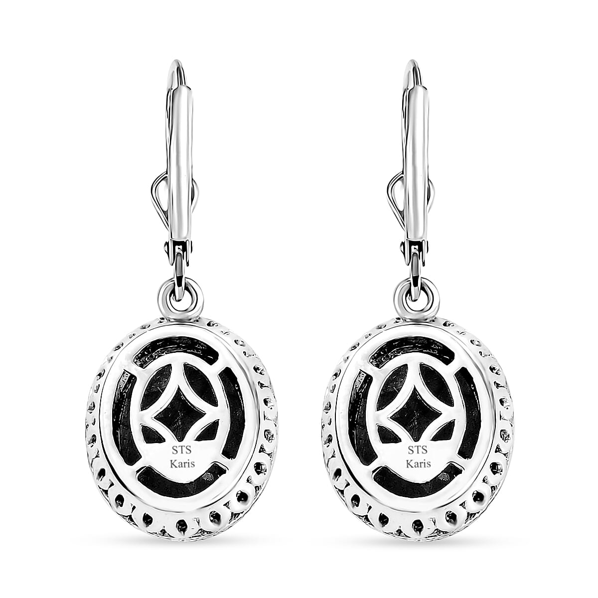 Karis Checkerboard Cut Thai Black Spinel 49.60 ctw Earrings, Ring (Size 6.0), Pendant in Platinum Bond with Stainless Steel Necklace 20 Inches image number 2