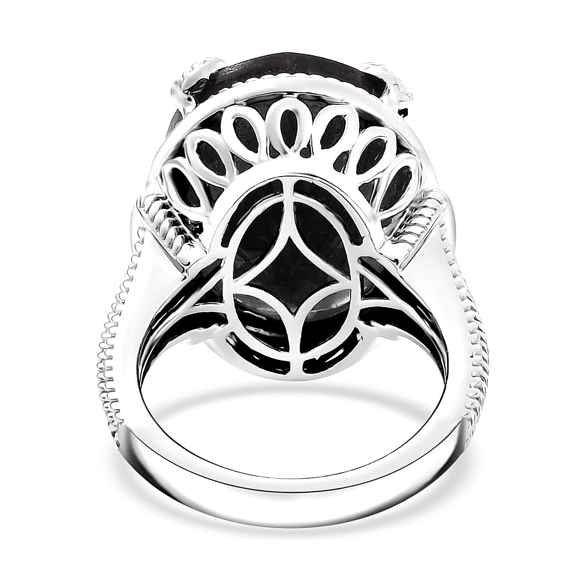 Karis Checkerboard Cut Thai Black Spinel 49.60 ctw Earrings, Ring (Size 6.0), Pendant in Platinum Bond with Stainless Steel Necklace 20 Inches image number 6