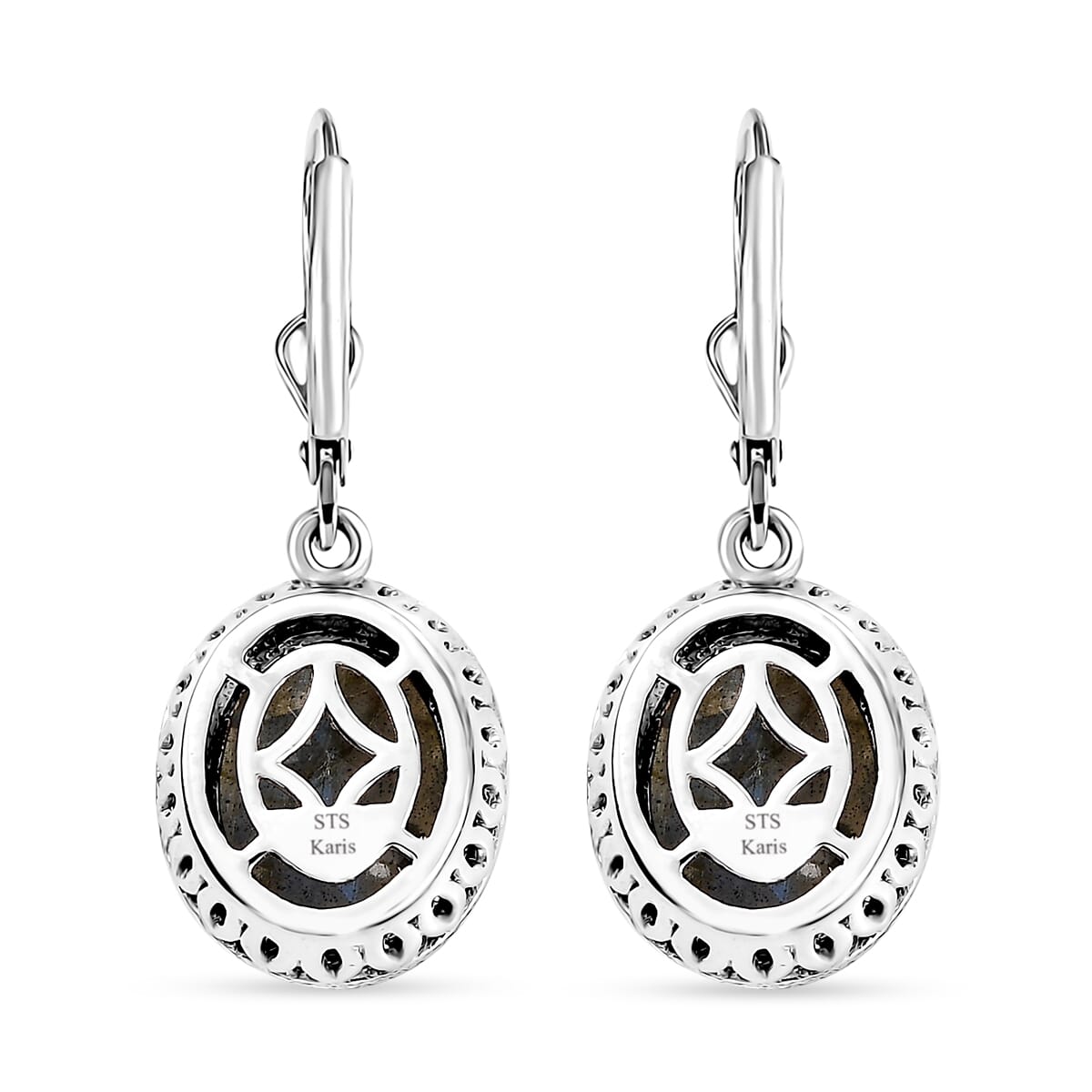 Karis Checkerboard Cut Malagasy Labradorite 35.30 ctw Earrings, Ring (Size 9.0), Pendant in Platinum Bond with Stainless Steel Necklace 20 Inches image number 8