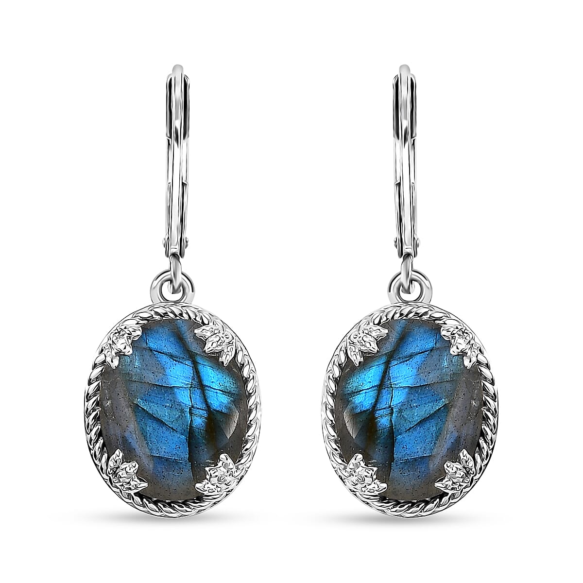 Karis Checkerboard Cut Malagasy Labradorite 35.30 ctw Earrings, Ring (Size 6.0), Pendant in Platinum Bond with Stainless Steel Necklace 20 Inches image number 7