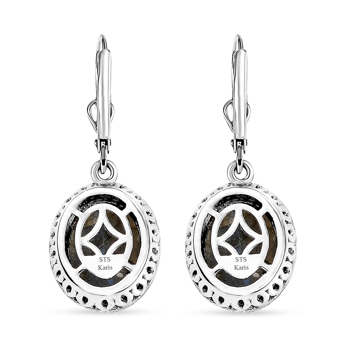 Karis Checkerboard Cut Malagasy Labradorite 35.30 ctw Earrings, Ring (Size 5.0), Pendant in Platinum Bond with Stainless Steel Necklace 20 Inches image number 8