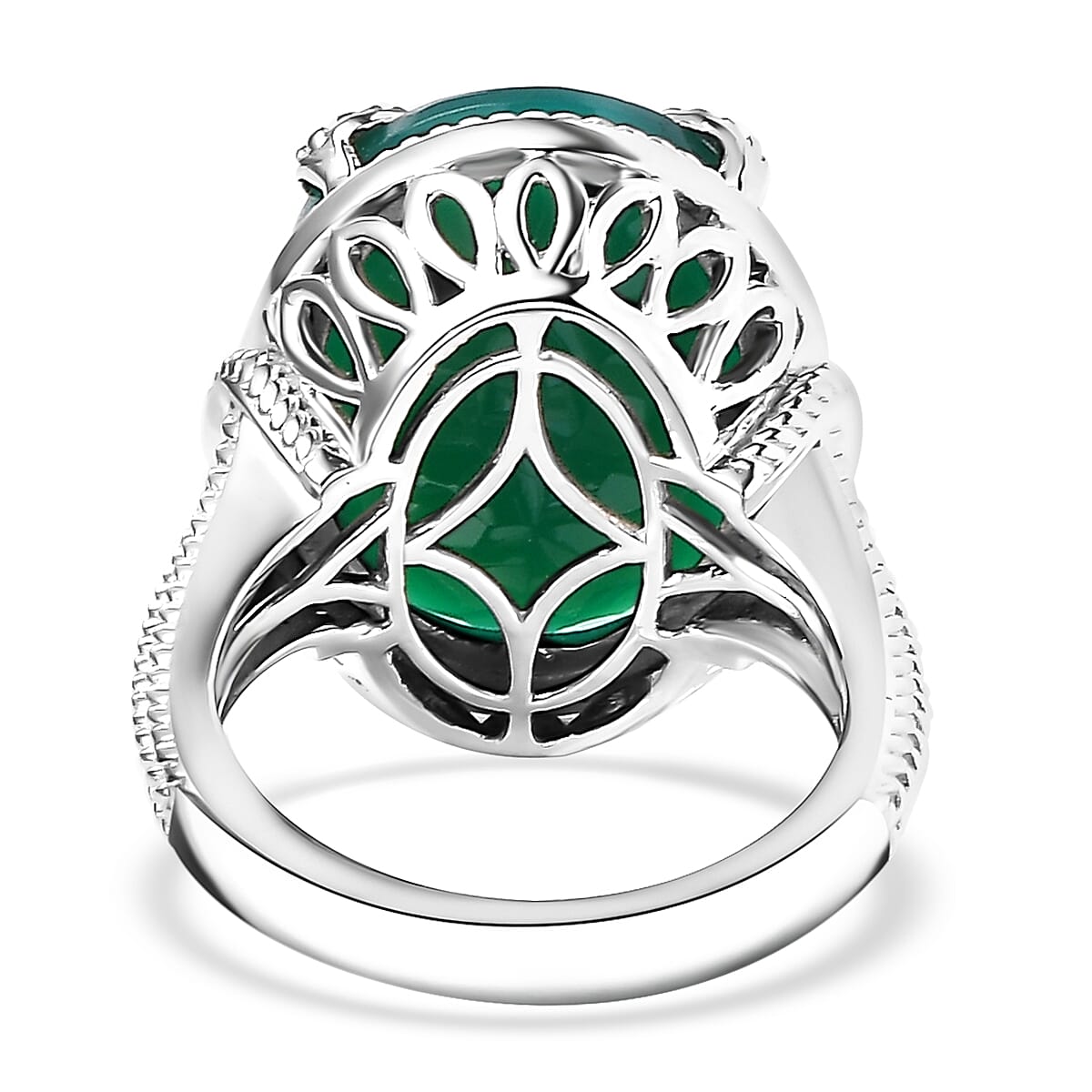 Karis Checkerboard Cut Green Onyx 33.40 ctw Earrings, Ring (Size 6.0), Pendant in Platinum Bond with Stainless Steel Necklace 20 Inches image number 4